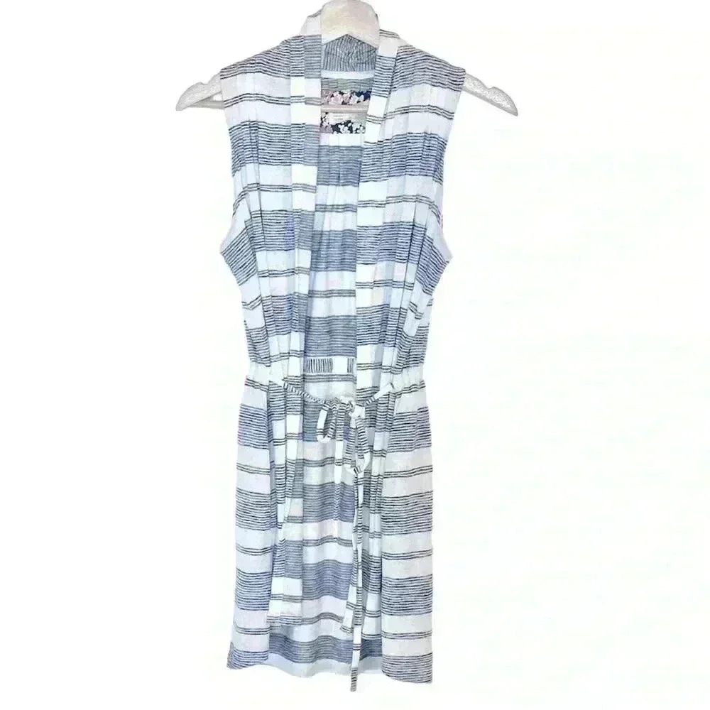Anthropologie Saturday Sunday Sleeveless Cardigan‎ | Navy White | SZ XS